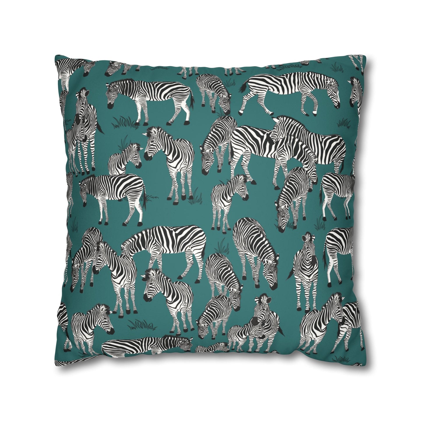 Zebra Herd Lux Faux Suede Throw Pillow Cover – 18" x 18" & 20" x 20" (Jade Sea)