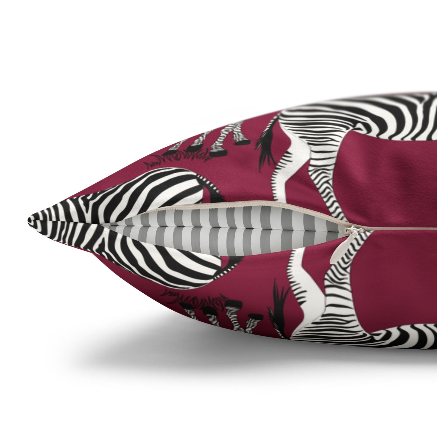 Zebra Herd Lux Faux Suede Throw Pillow Cover – 18" x 18" & 20" x 20" (Crimson Berry)