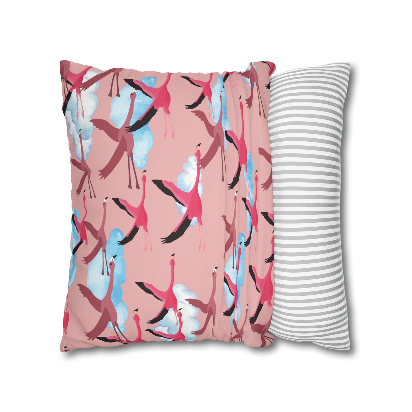 Flying Flamingo Lux Faux Suede Pillow Cover (Dusty Pink) – 18" x 18" & 20" x 20"