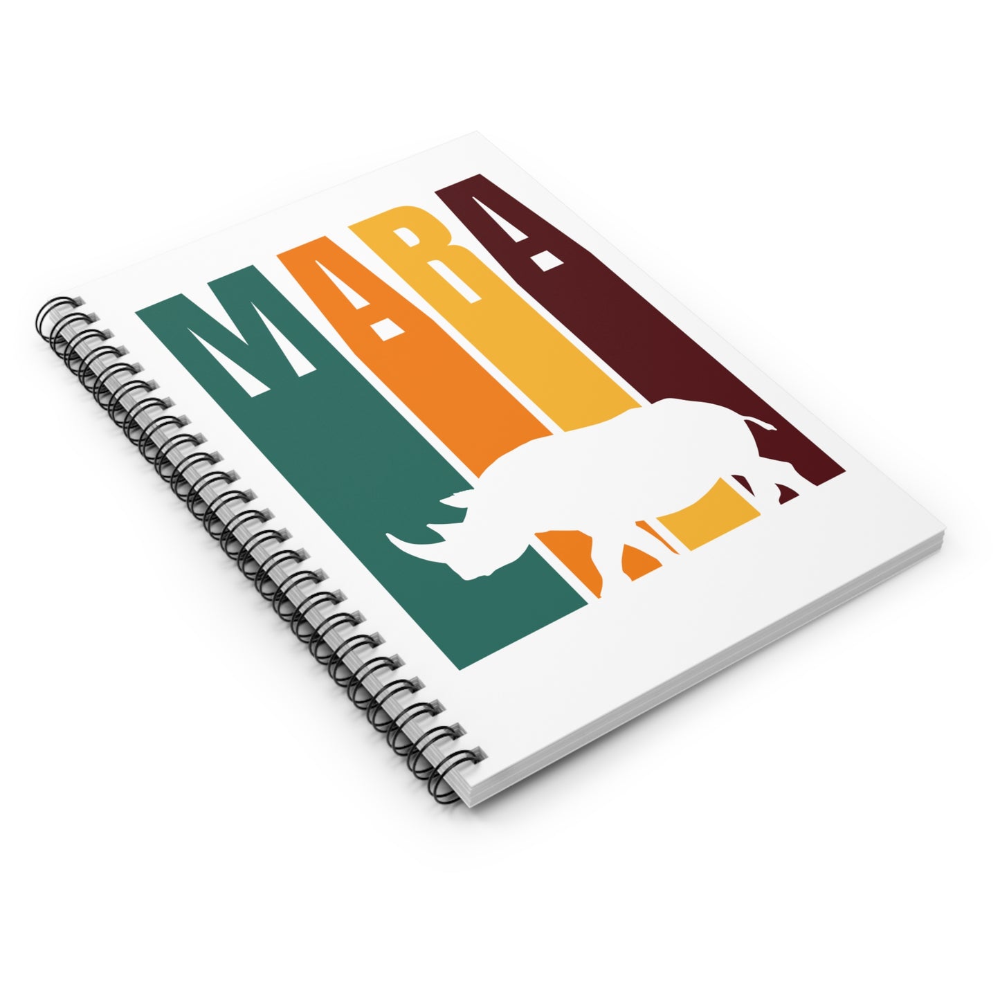 Rhino in the Mara Spiral Notebook - Ruled Line | Eco-Friendly Journal, Masai Mara Safari, Travel Planner, Gift for Animal Lovers, Creative Writing, Nature Enthusiasts