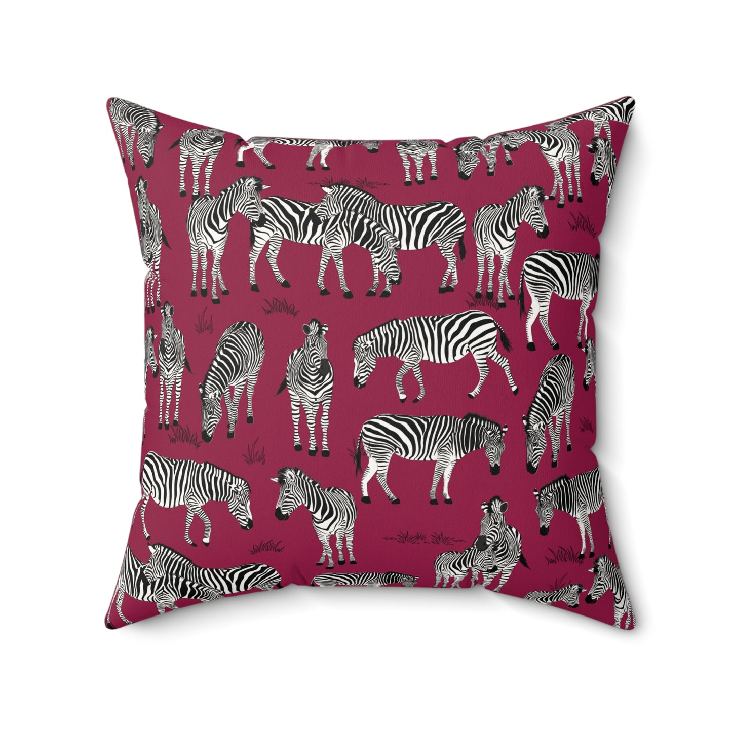 Zebra Herd Print Lux Faux Suede Throw Pillow with Insert - 18" x 18"& 20" 20" (Crimson Berry)