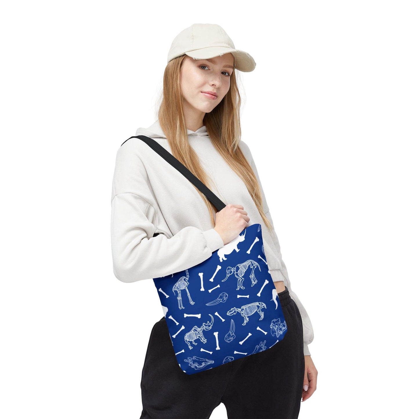 Whimsical Animal Skeletons Tote Bag (Blue), Perfect for Animal Lovers, Halloween, Eco-Friendly Bag, Gift for Pet Owners, Shopping Bag, Halloween Gift