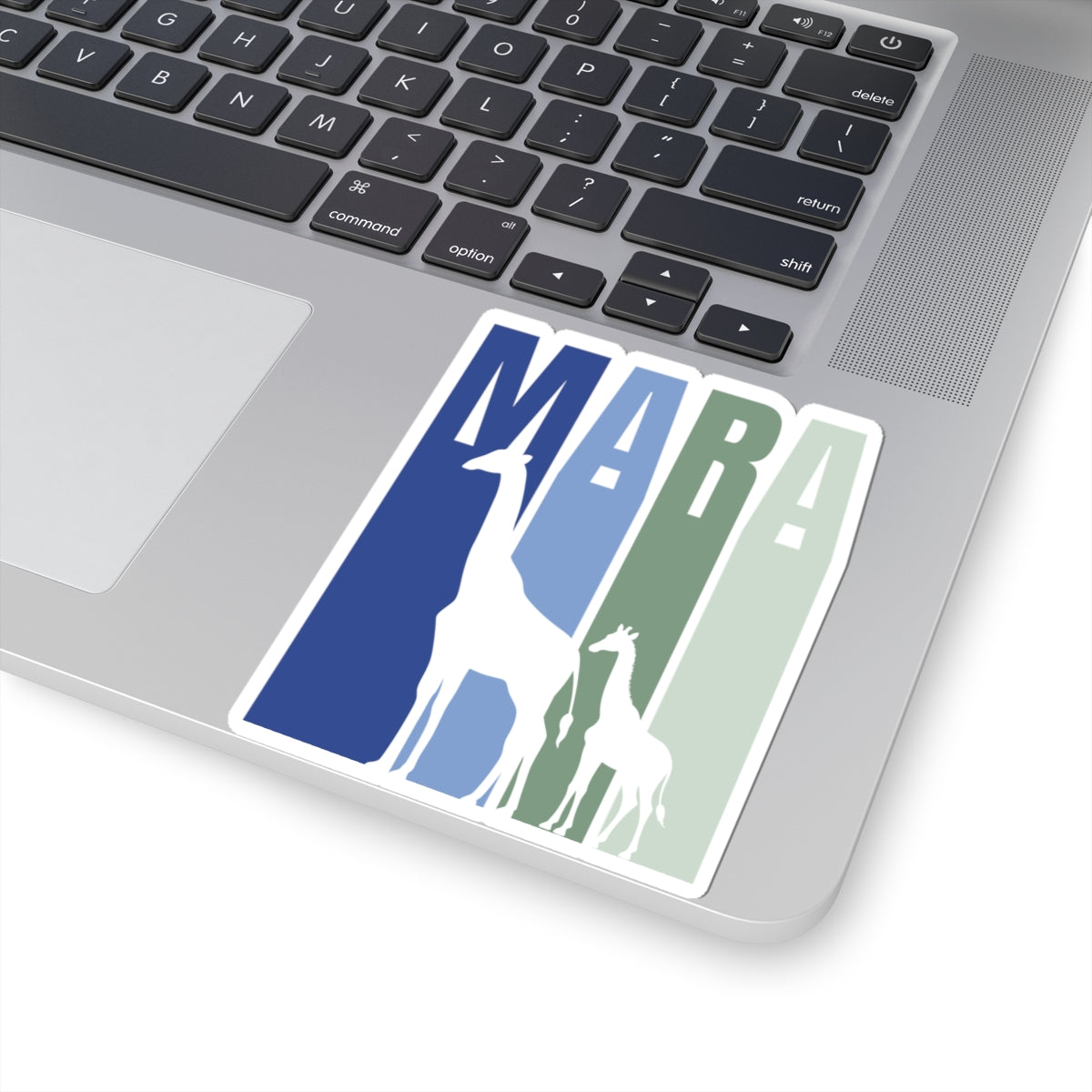 Safari Themed, Mummy and baby Giraffes, Masai Mara, Blue, Vibrant Kiss-Cut Stickers for Laptop, Scrapbooking, Gifts, Eco-Friendly Decor, Customizable Designs