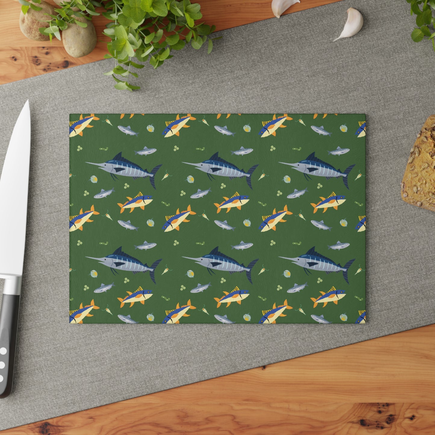 Marine Food Chain - Glass Cutting Board