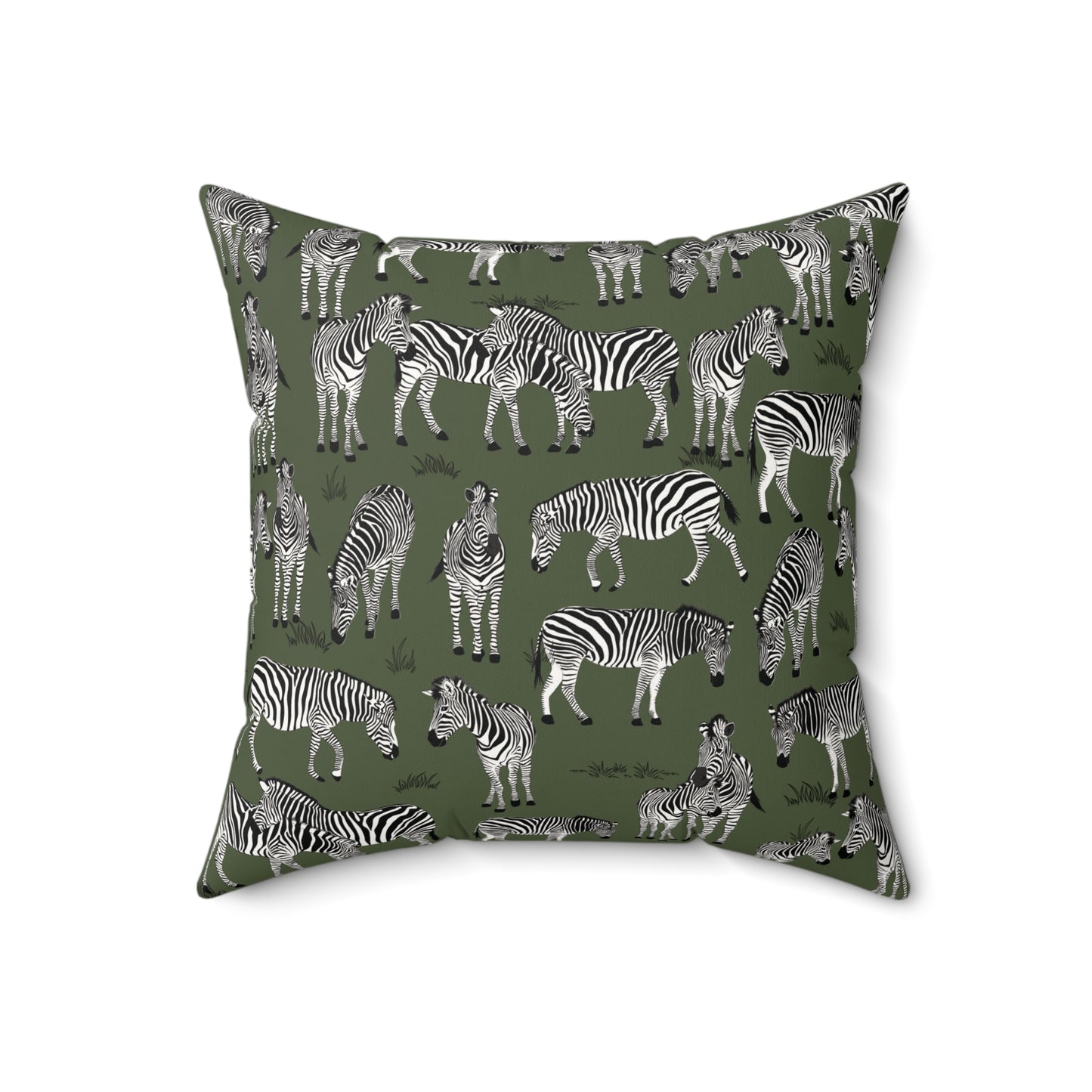 Zebra Herd Print Lux Faux Suede Throw Pillow with Insert - 18" x 18"& 20" 20" (Moss)
