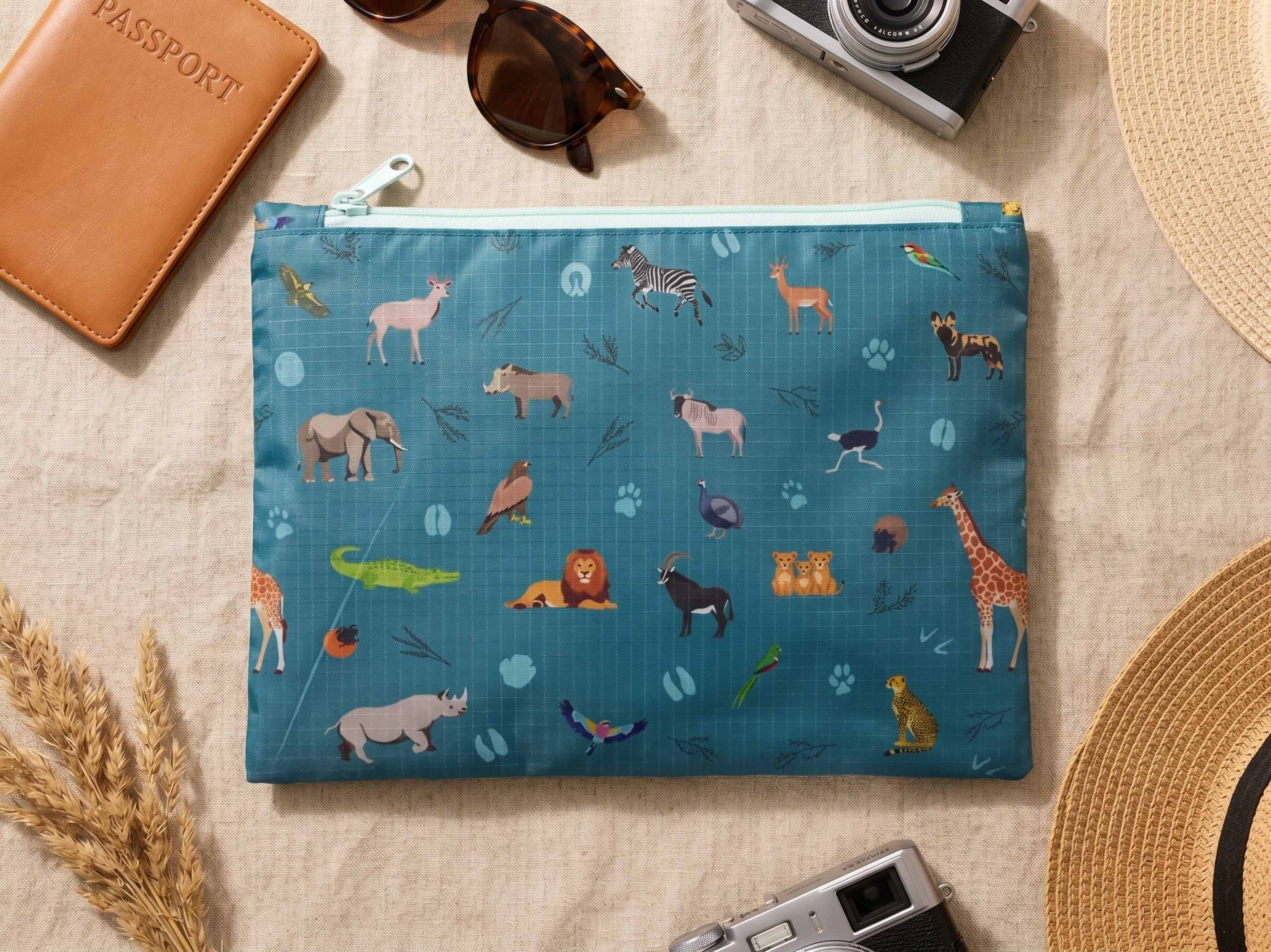 Mara Safari Travel Pouch | Turquoise Recycled Ripstop Organizer