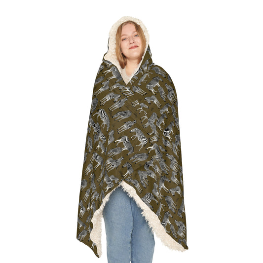 Zebra Herd Hooded Snuggle Blanket