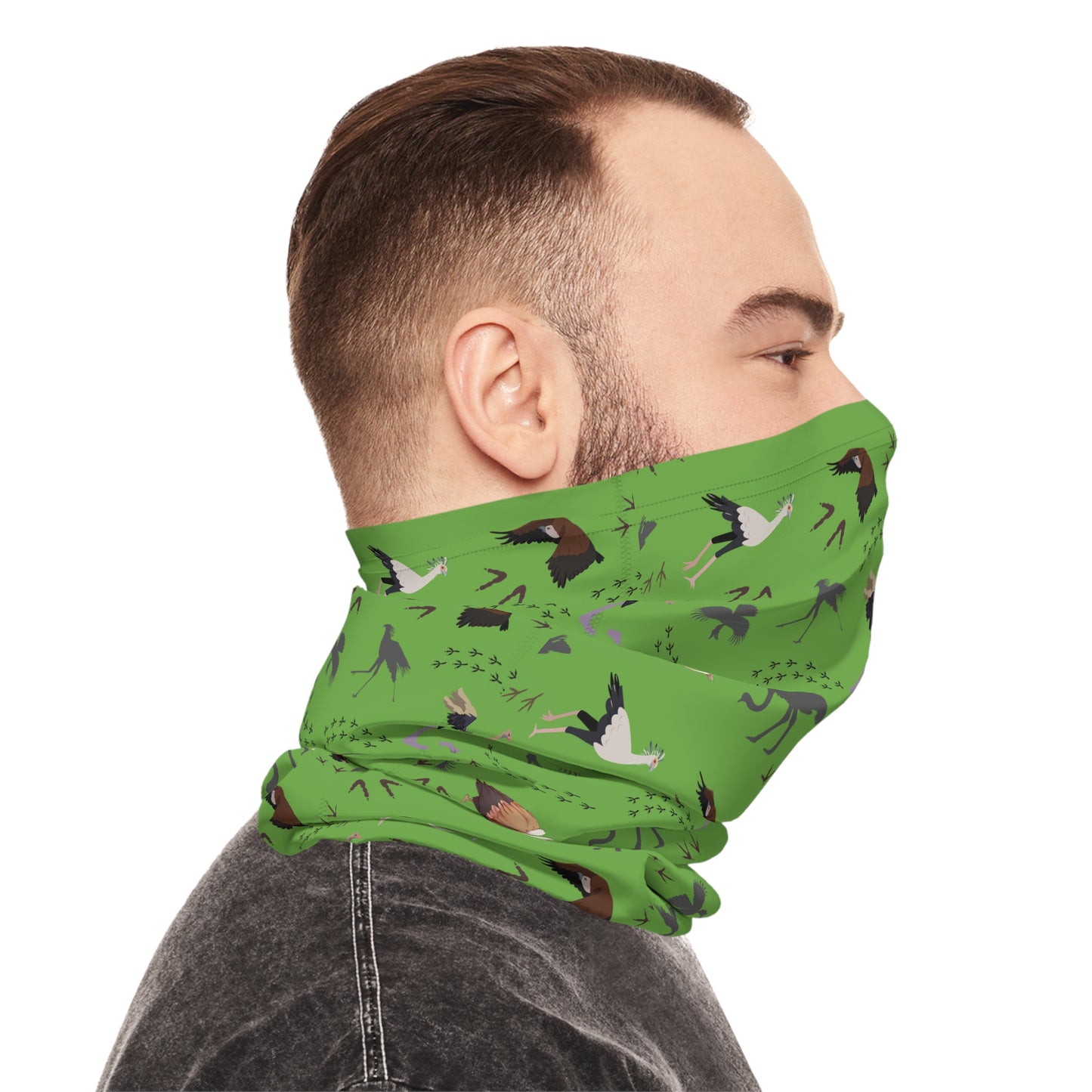 Colorful Lightweight Safari Bird Neck Gaiter with Safari Bird Design (Green), Outdoor Accessory, Unique Gift, Hiking Gear, Nature-Themed Scarf