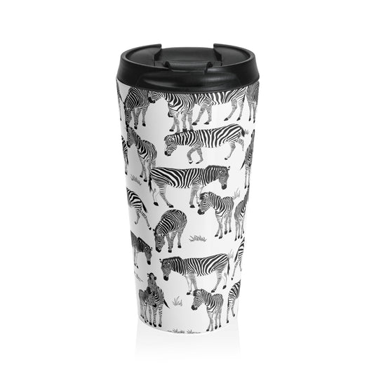 Zebra Pattern Stainless Steel Travel Mug | Stylish Travel Tumbler | Perfect Gift for Animal Lovers, Nature Enthusiasts, or Travel Junkies