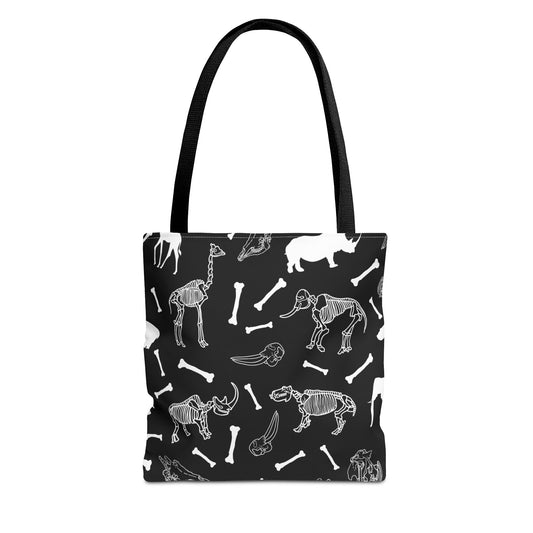 Whimsical Animal Skeletons Tote Bag (Black), Perfect for Animal Lovers, Halloween, Eco-Friendly Bag, Gift for Pet Owners, Shopping Bag, Halloween Gift