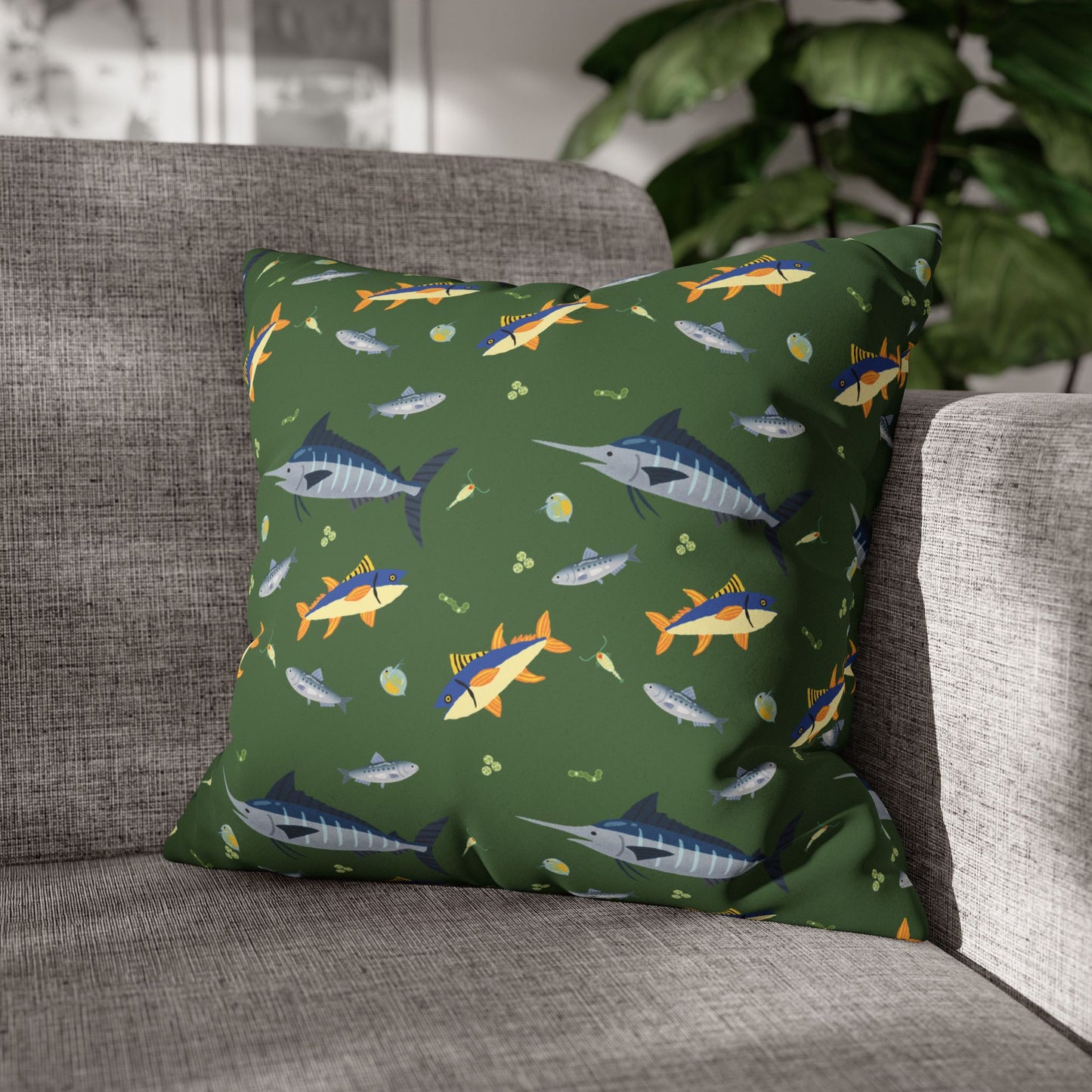 Marine Food Chain Lux Faux Suede Throw Pillow Cover – 18" x 18" & 20" x 20"