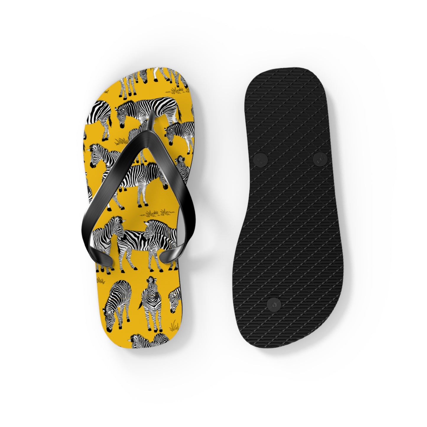 Zebra Print Flip Flops (Yellow), Summer Sandals, Beach Footwear, Vacation Essentials, Gift for Nature Lovers, Cute Outdoor Wear