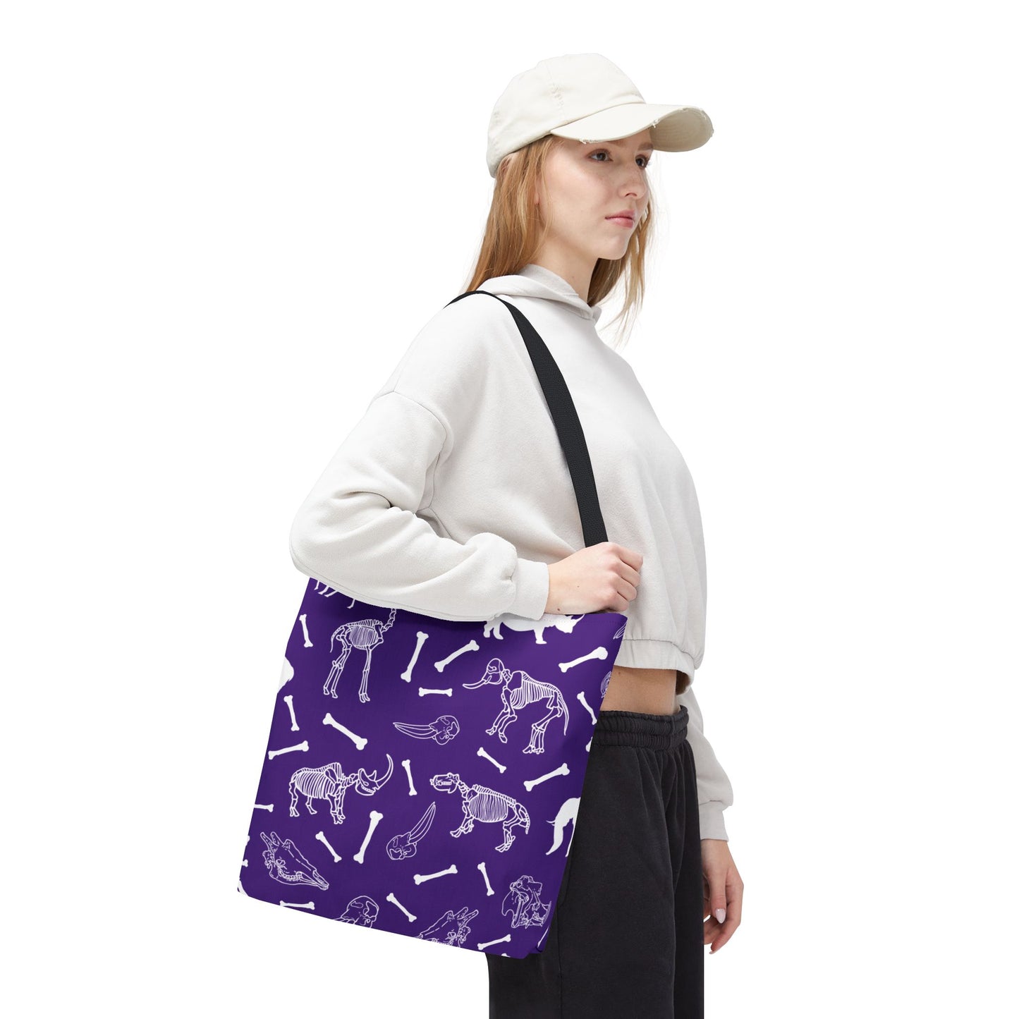 Whimsical Animal Skeletons Tote Bag (Purple), Perfect for Animal Lovers, Halloween, Eco-Friendly Bag, Gift for Pet Owners, Shopping Bag, Halloween Gift