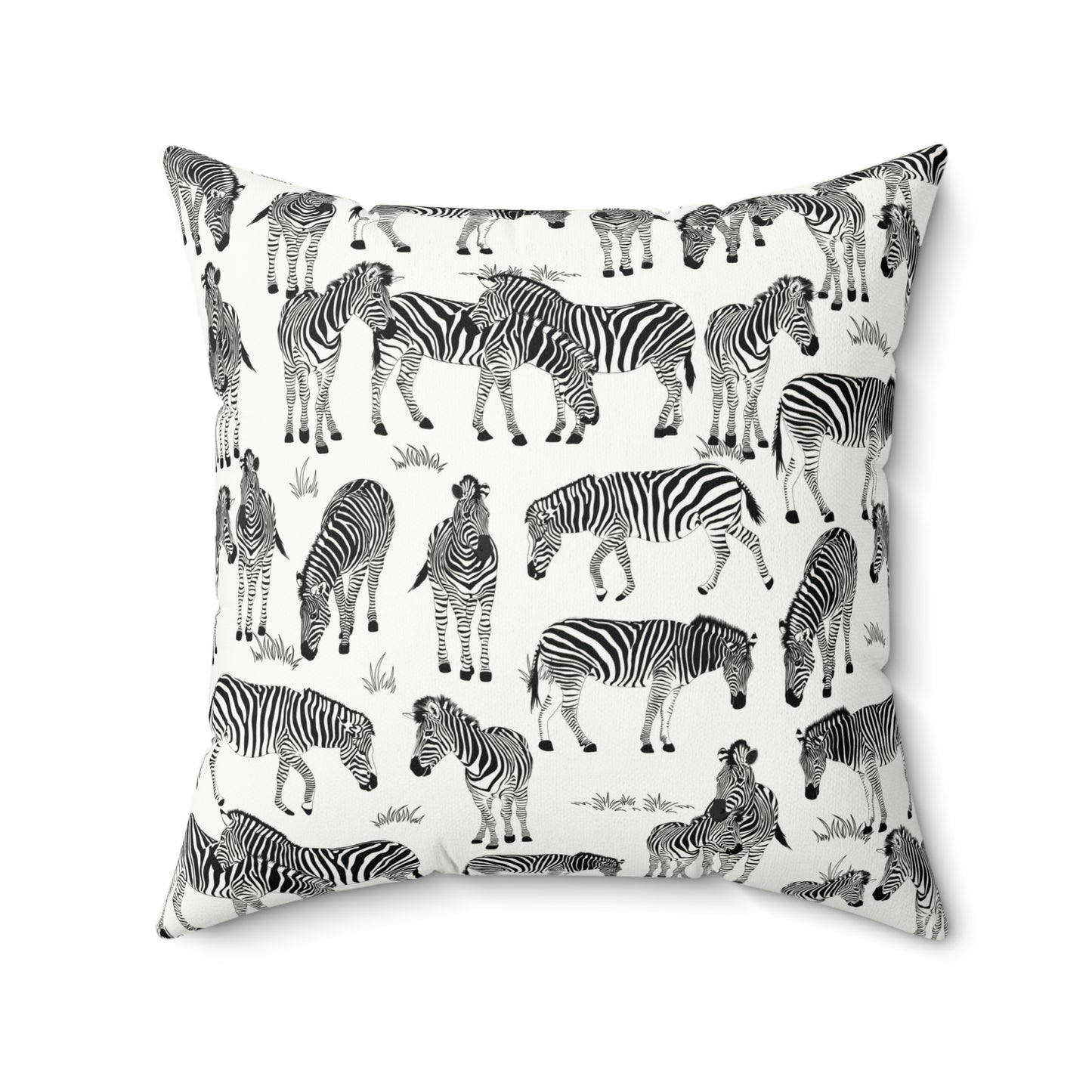 Zebra Herd Print Lux Faux Suede Throw Pillow with Insert - 18" x 18"& 20" 20" (White)