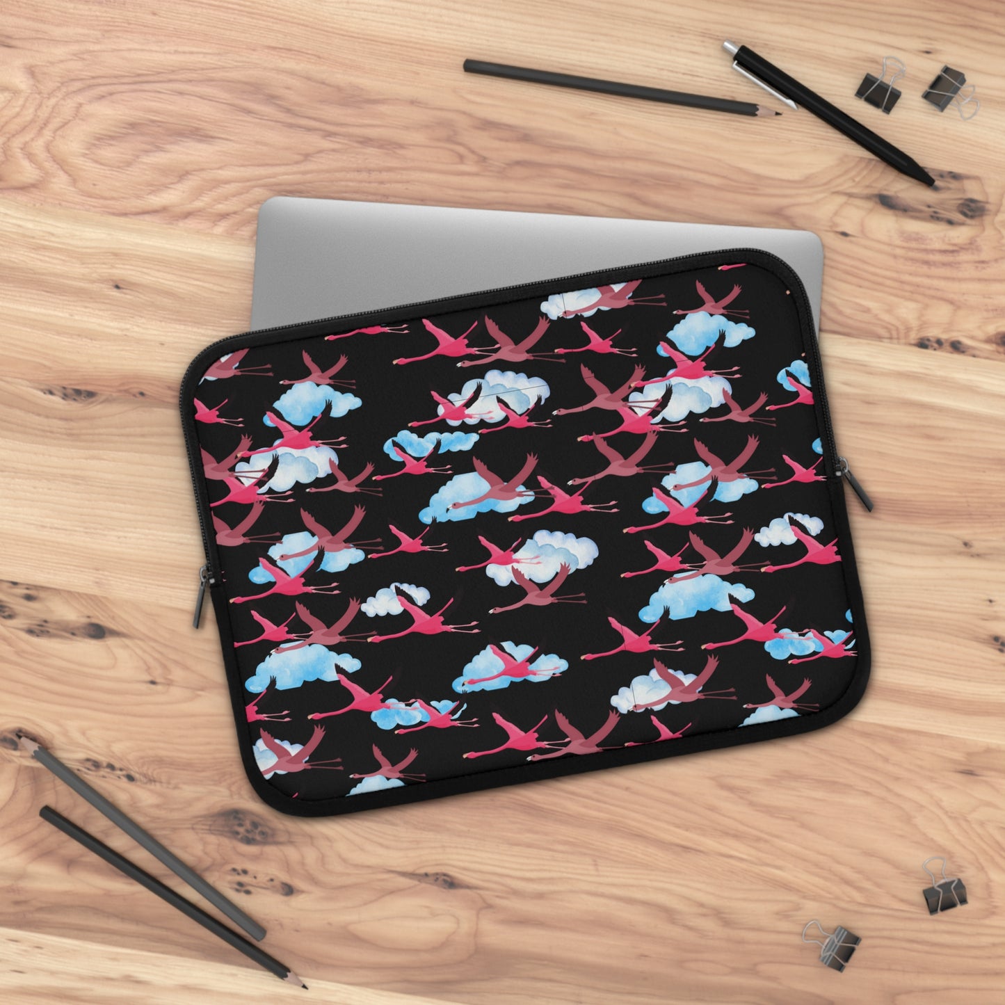 Flying Flamingo Pattern Laptop Sleeve, Stylish Laptop Bag, Wildlife Laptop Cover, Gift for Bird Lovers, Laptop Case for Travel