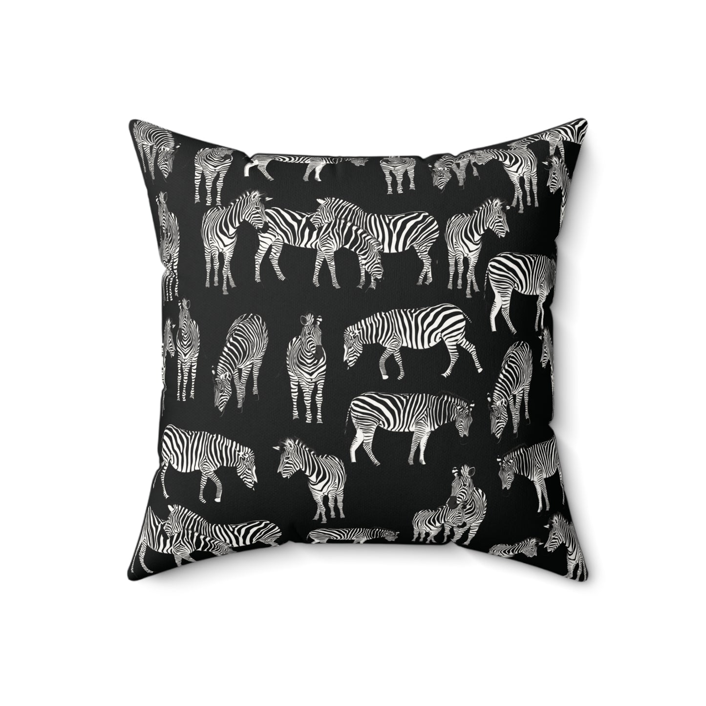 Zebra Herd Print Lux Faux Suede Throw Pillow with Insert - 18 x 18" (Black)