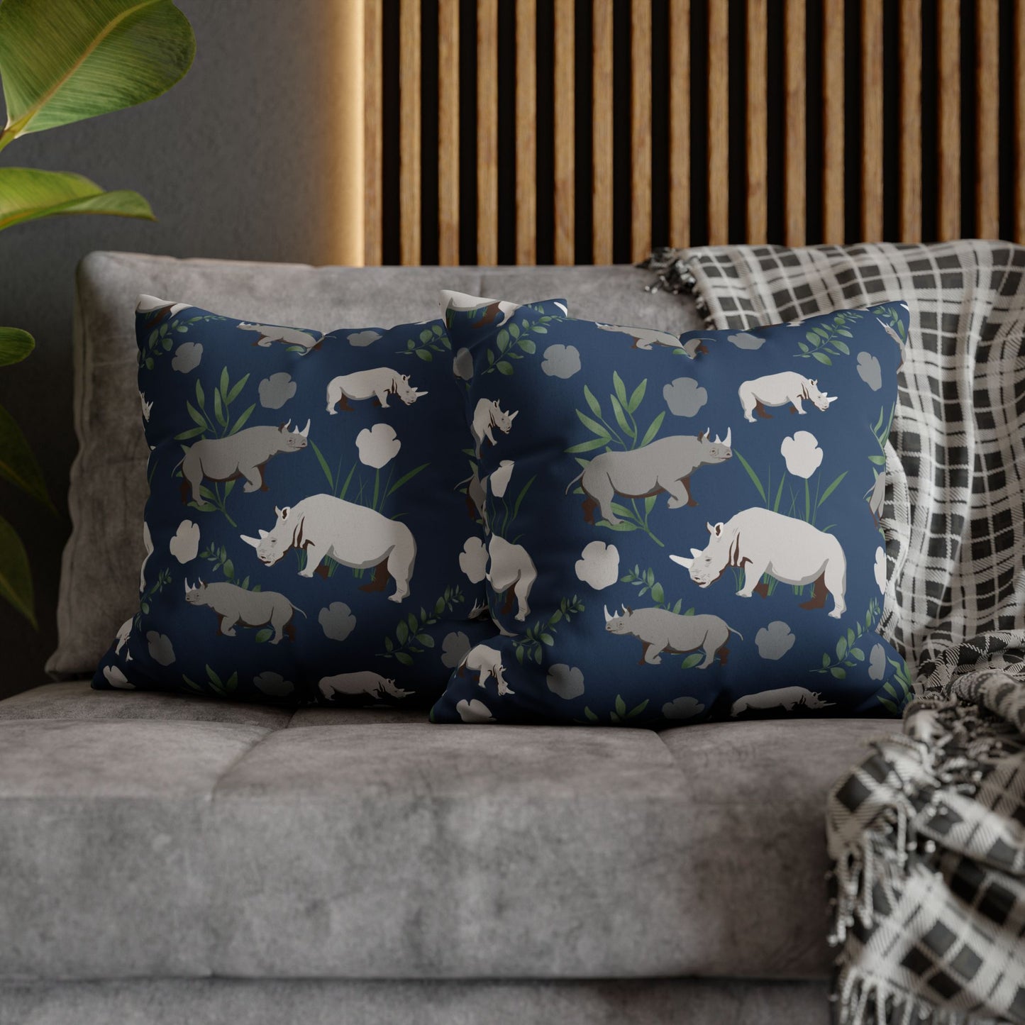 Rhino Crash Lux Faux Suede Throw Pillow Cover – 18" x 18" & 20" x 20"