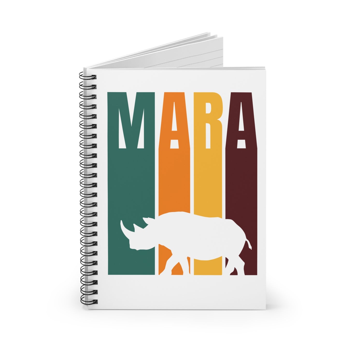 Rhino in the Mara Spiral Notebook - Ruled Line | Eco-Friendly Journal, Masai Mara Safari, Travel Planner, Gift for Animal Lovers, Creative Writing, Nature Enthusiasts