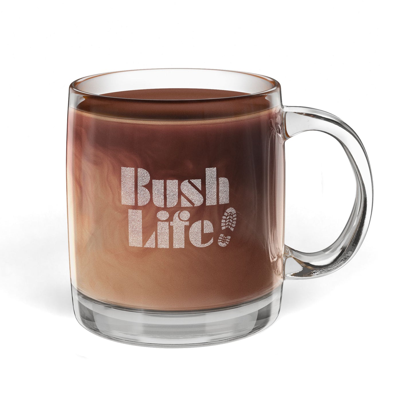 BUSH LIFE Engraved Coffee Mug, Custom Gift for Coffee Lovers, Unique Housewarming Present, Engraved Glassware for Any Occasion
