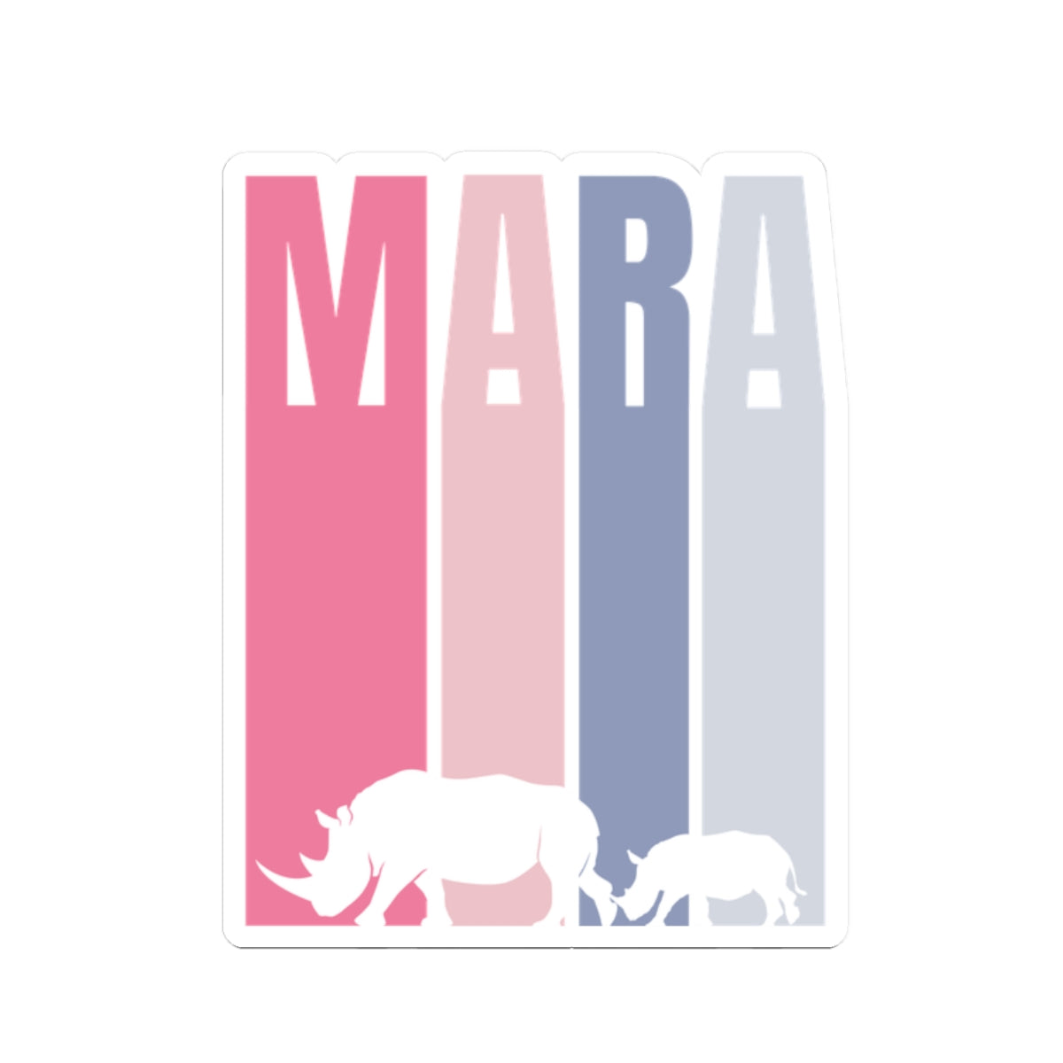 Safari Themed, Mummy and baby Rhino, Masai Mara, Pink, Vibrant Kiss-Cut Stickers for Laptop, Scrapbooking, Gifts, Eco-Friendly Decor, Customizable Designs