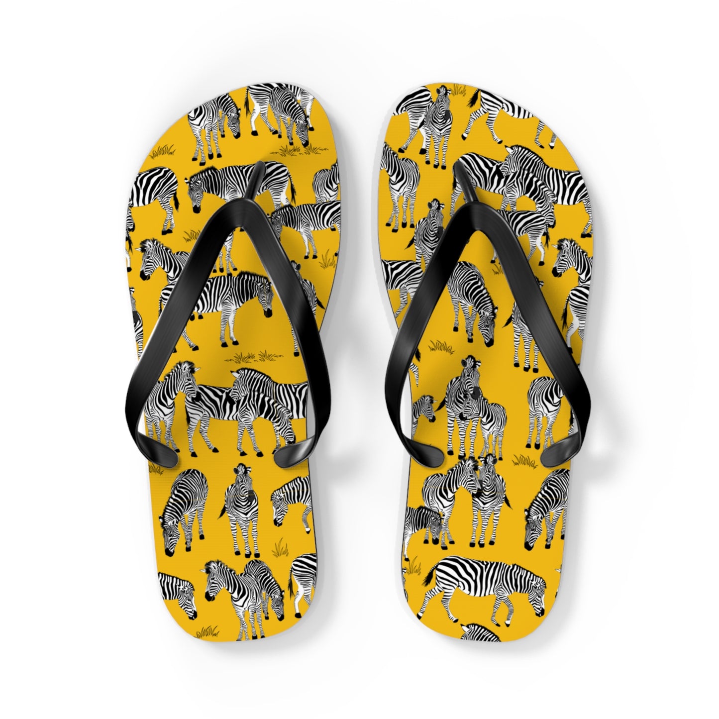 Zebra Print Flip Flops (Yellow), Summer Sandals, Beach Footwear, Vacation Essentials, Gift for Nature Lovers, Cute Outdoor Wear