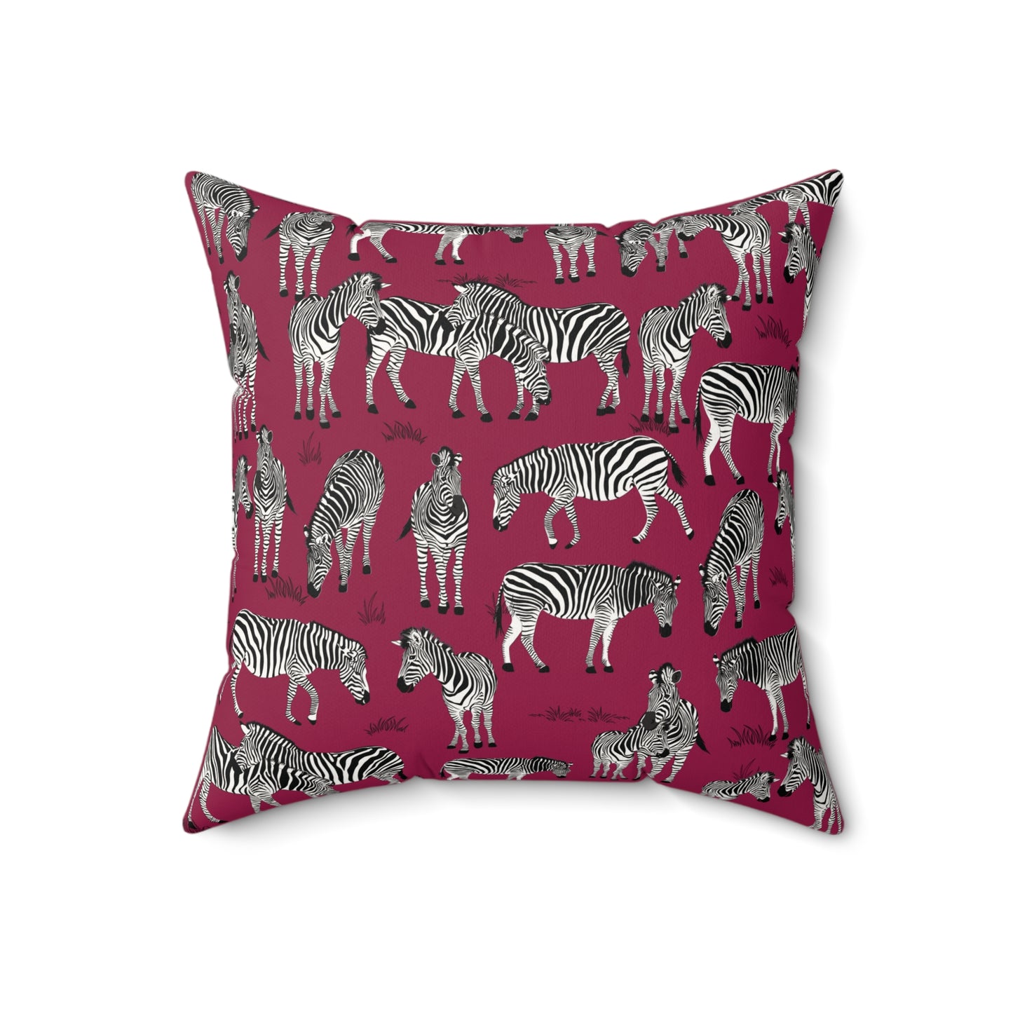 Zebra Herd Print Lux Faux Suede Throw Pillow with Insert - 18" x 18"& 20" 20" (Crimson Berry)