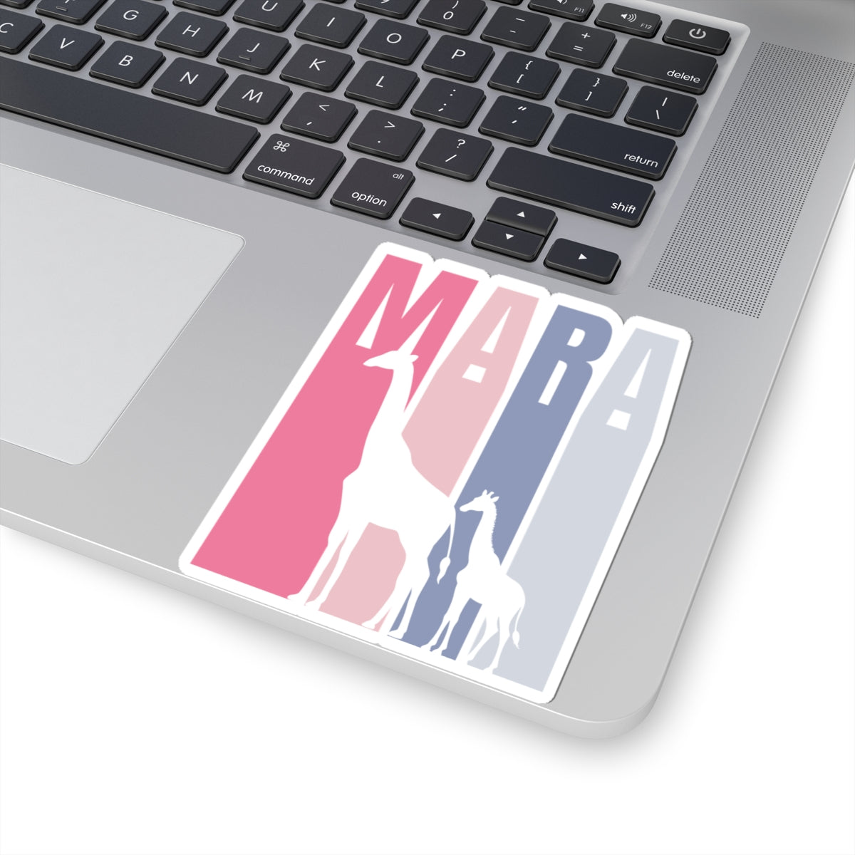 Safari Themed, Mummy and baby Giraffe, Masai Mara, Pink, Vibrant Kiss-Cut Stickers for Laptop, Scrapbooking, Gifts, Eco-Friendly Decor, Customizable Designs