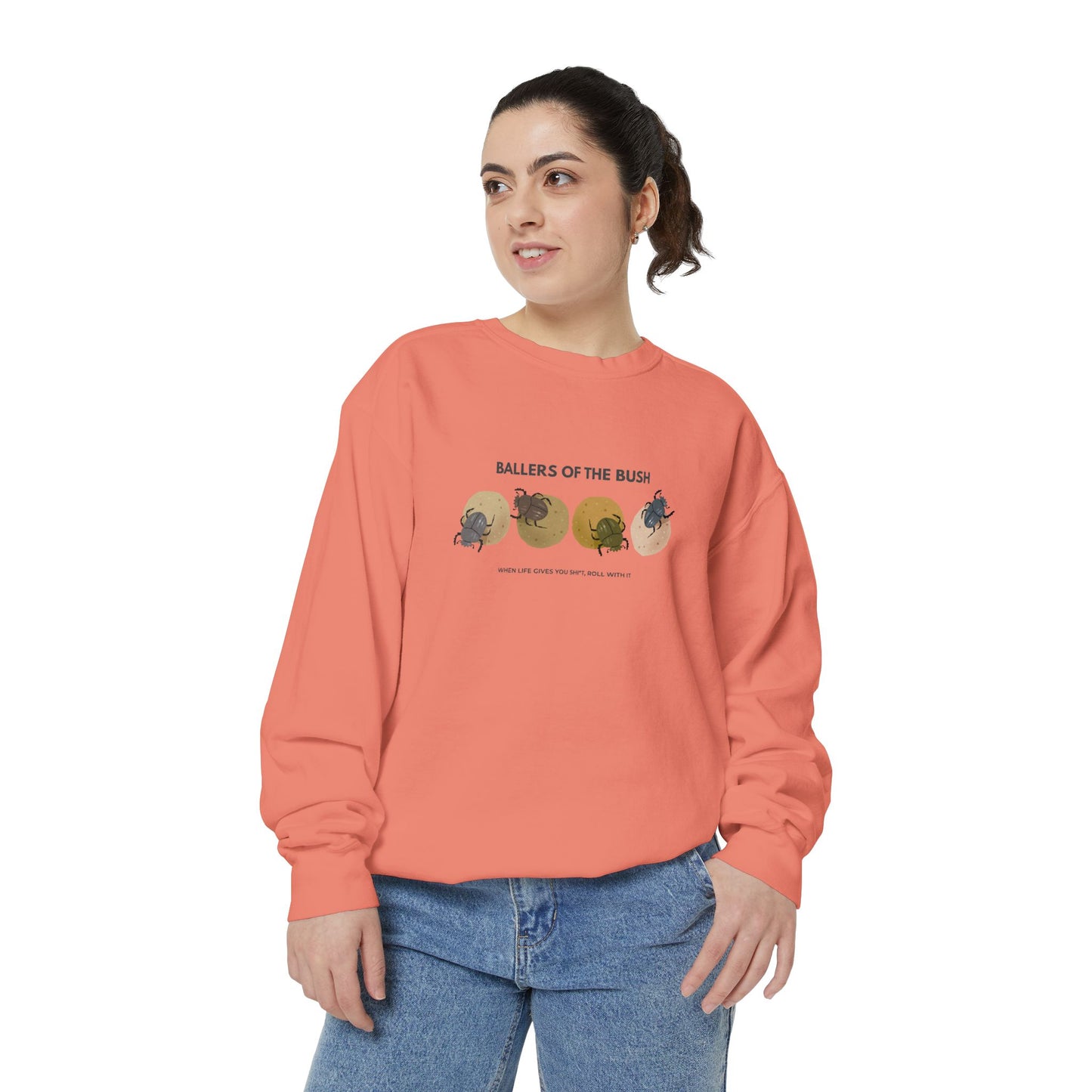 Rolling Dung Beetle Design Sweatshirt, Cozy Unisex Pullover, Perfect for Nature Lovers, Gifts for Biologists, Casual Layering Piece