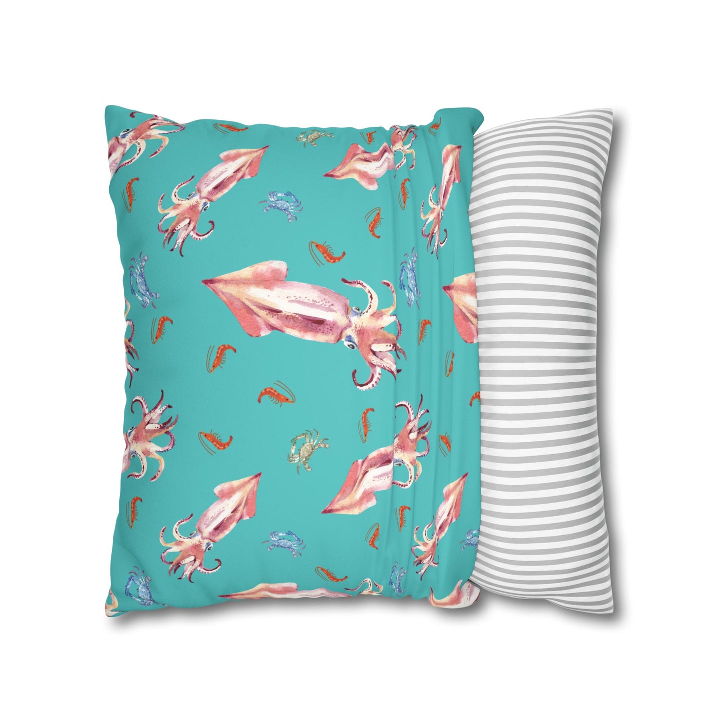 Squid Dining Lux Faux Suede Throw Pillow Cover – 18" x 18" & 20" x 20"