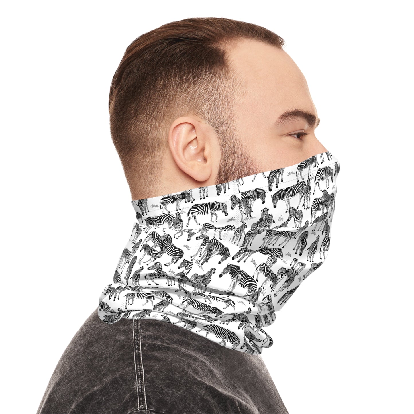 Colorful Lightweight Neck Gaiter with Zebra Herd Design (White), Outdoor Accessory, Unique Gift, Hiking Gear, Nature-Themed Scarf