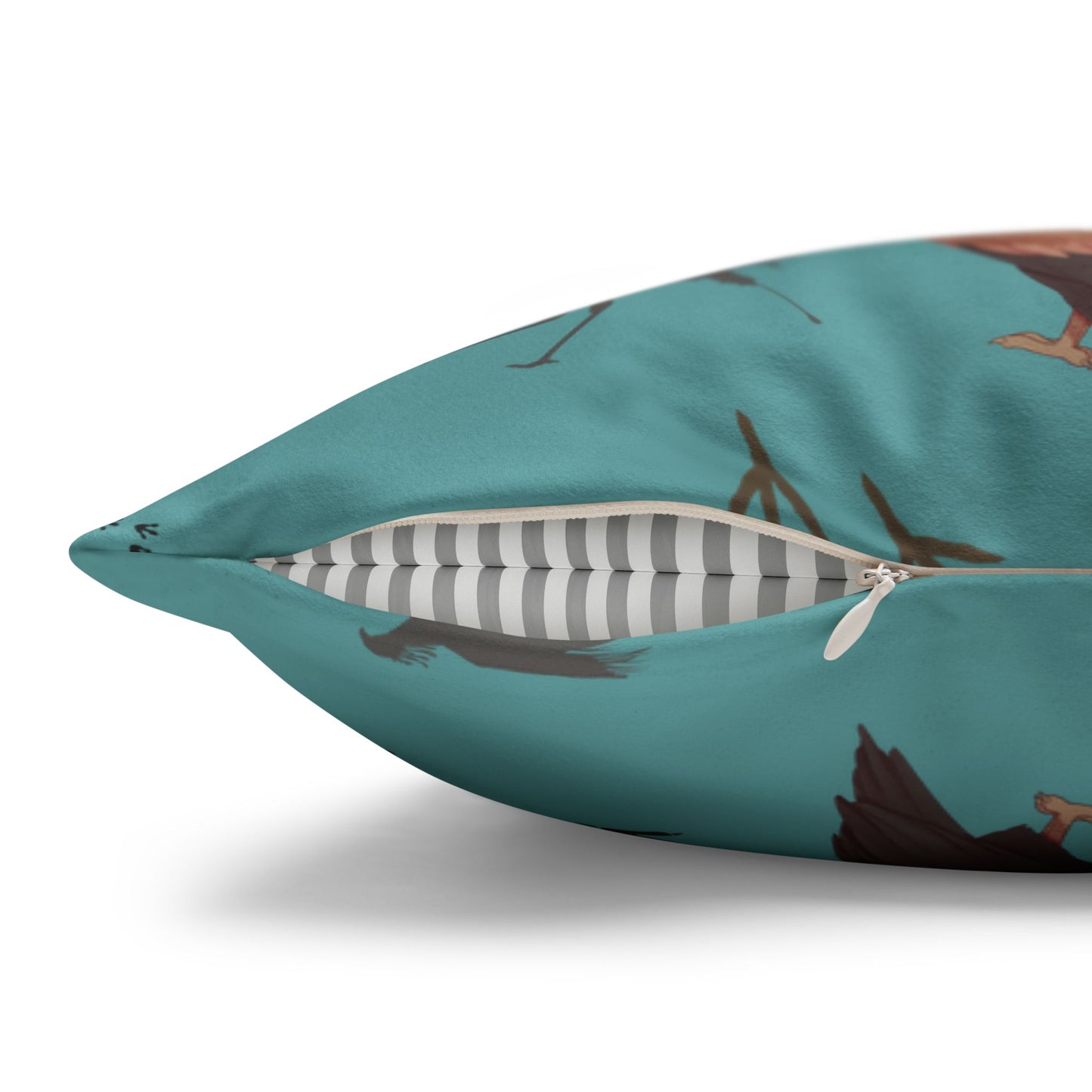 Safari Bird Lux Faux Suede Pillow Cover (Teal) – 18" x 18" & 20" x 20"
