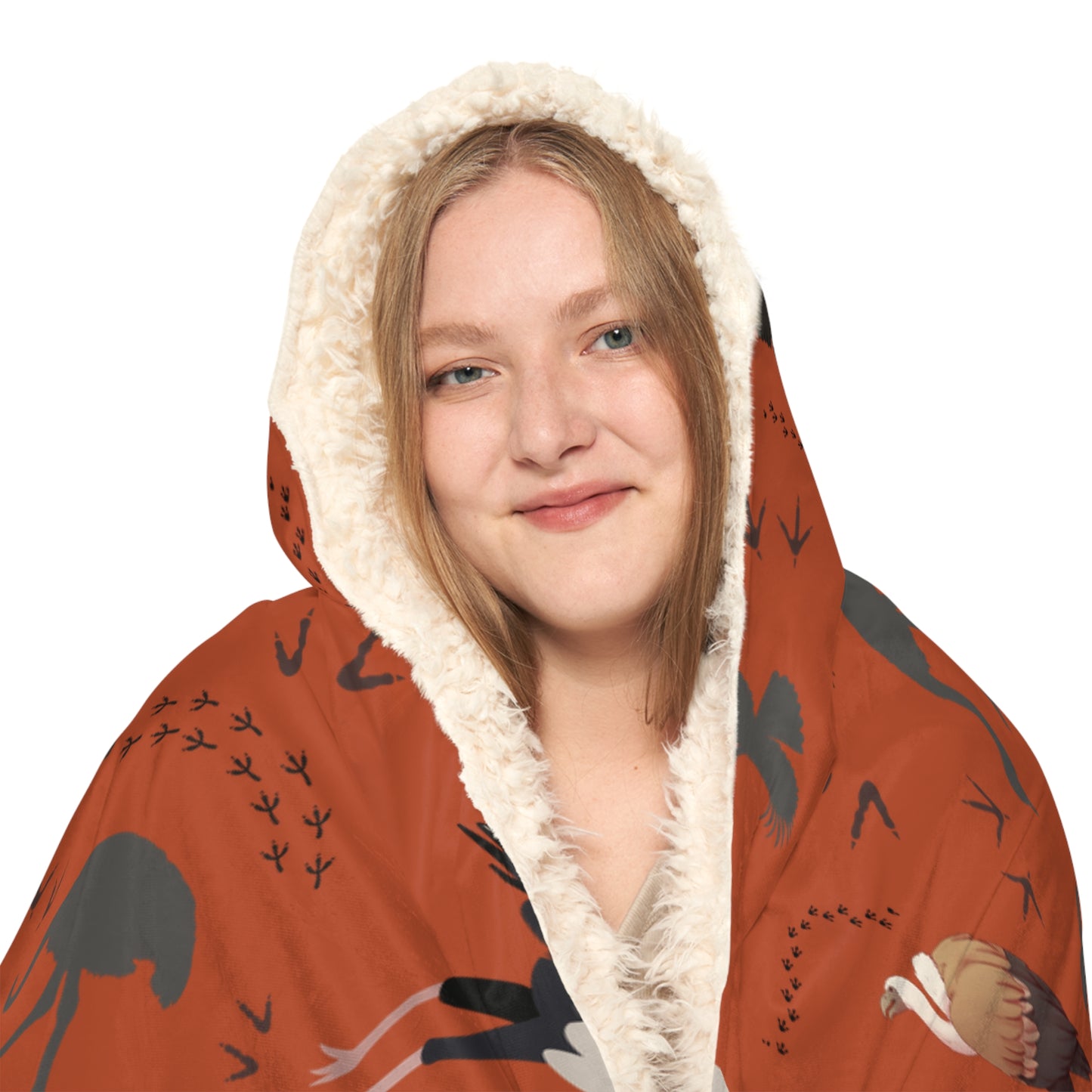 Hooded Snuggle Blanket - Whimsical Safari Bird Print (Tsavo Dust)