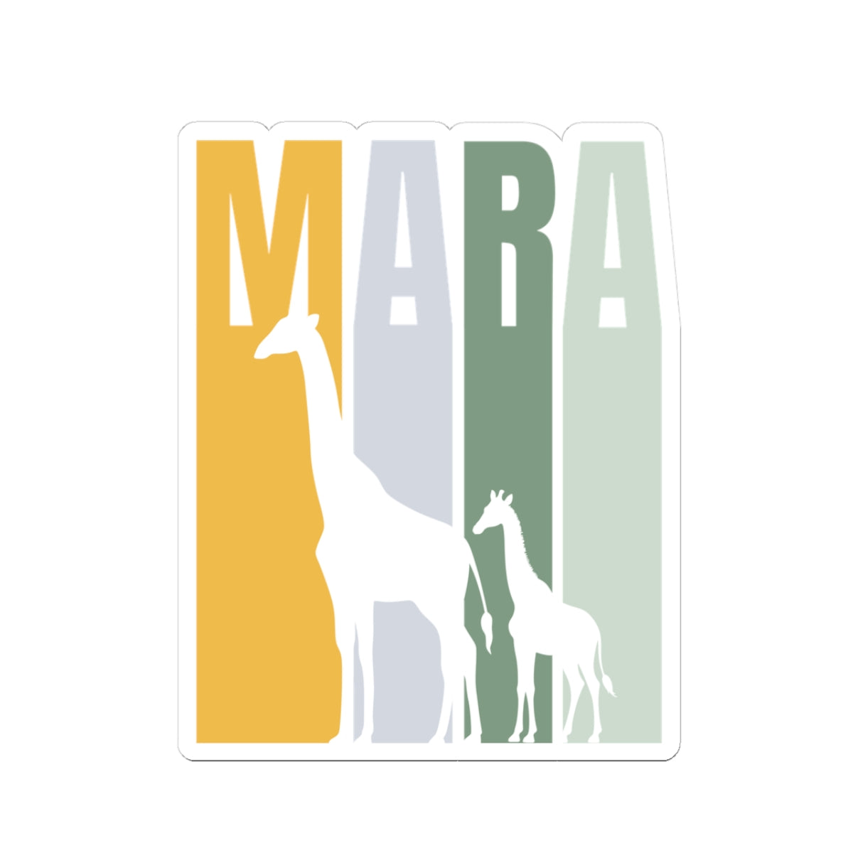 Safari Themed, Mummy and baby Giraffes, Masai Mara, Green Yellow, Vibrant Kiss-Cut Stickers for Laptop, Scrapbooking, Gifts, Eco-Friendly Decor, Customizable Designs