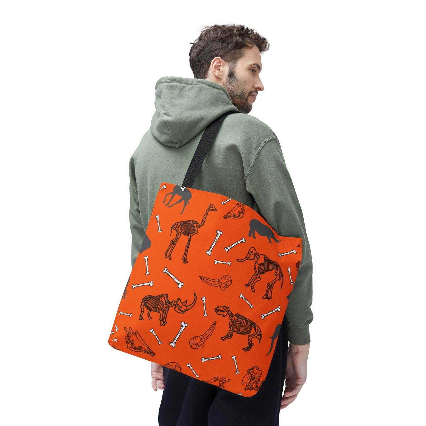 Whimsical Herbivore Animal Skeletons Tote Bag (Orange), Perfect for Animal Lovers, Halloween, Eco-Friendly Bag, Gift for Pet Owners, Shopping Bag, Halloween Gift