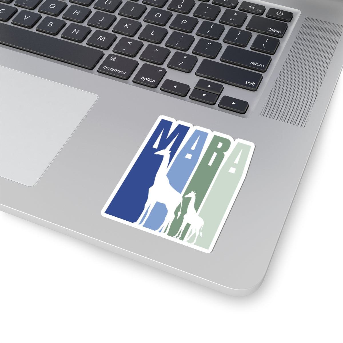 Safari Themed, Mummy and baby Giraffes, Masai Mara, Blue, Vibrant Kiss-Cut Stickers for Laptop, Scrapbooking, Gifts, Eco-Friendly Decor, Customizable Designs