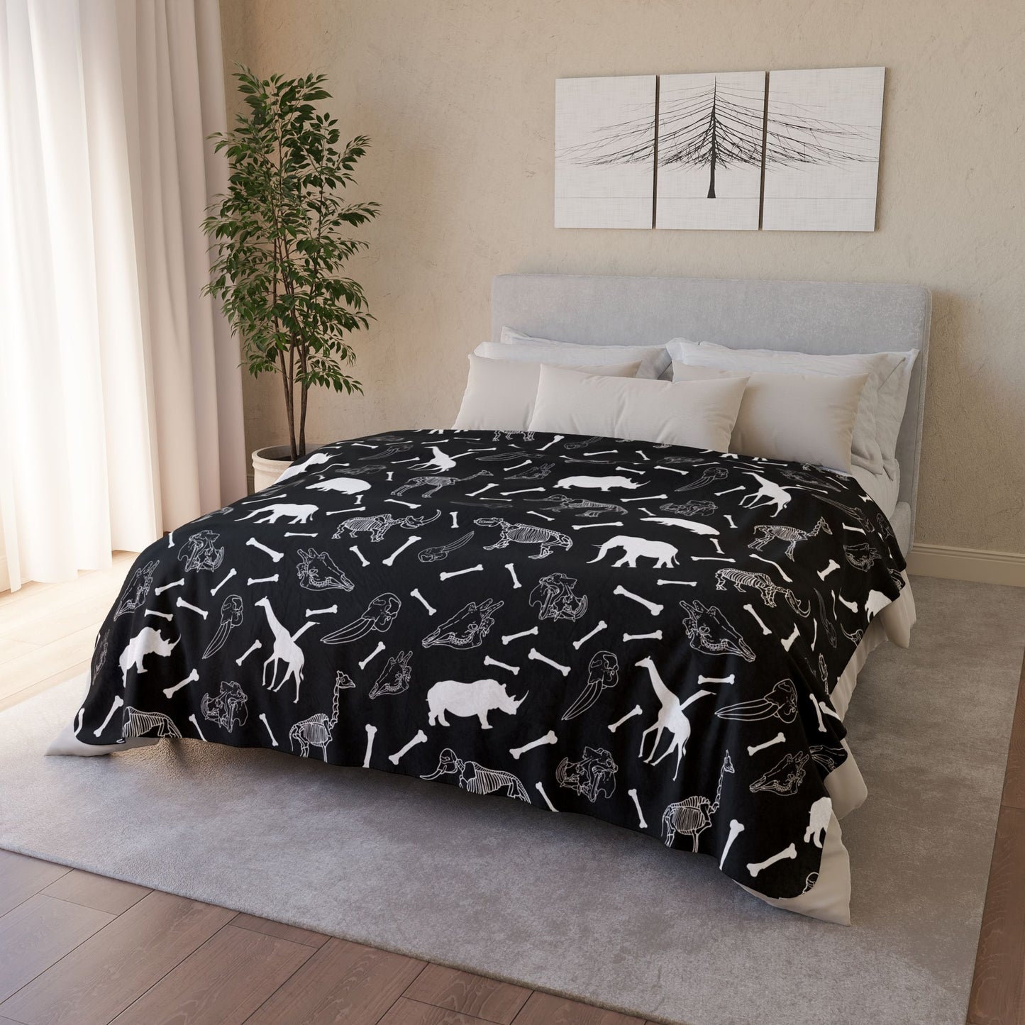 Animal Skeleton Fleece Sherpa Blanket