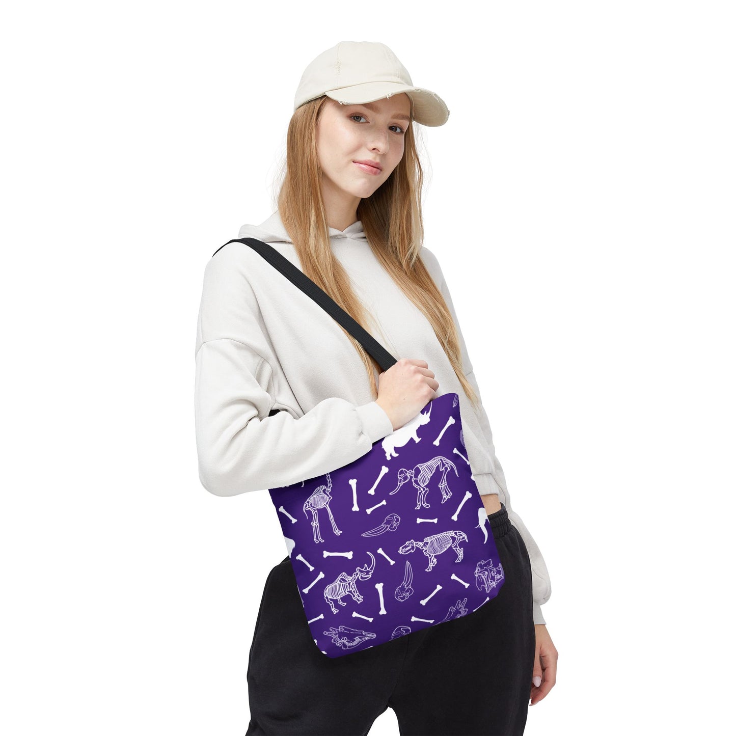 Whimsical Animal Skeletons Tote Bag (Purple), Perfect for Animal Lovers, Halloween, Eco-Friendly Bag, Gift for Pet Owners, Shopping Bag, Halloween Gift