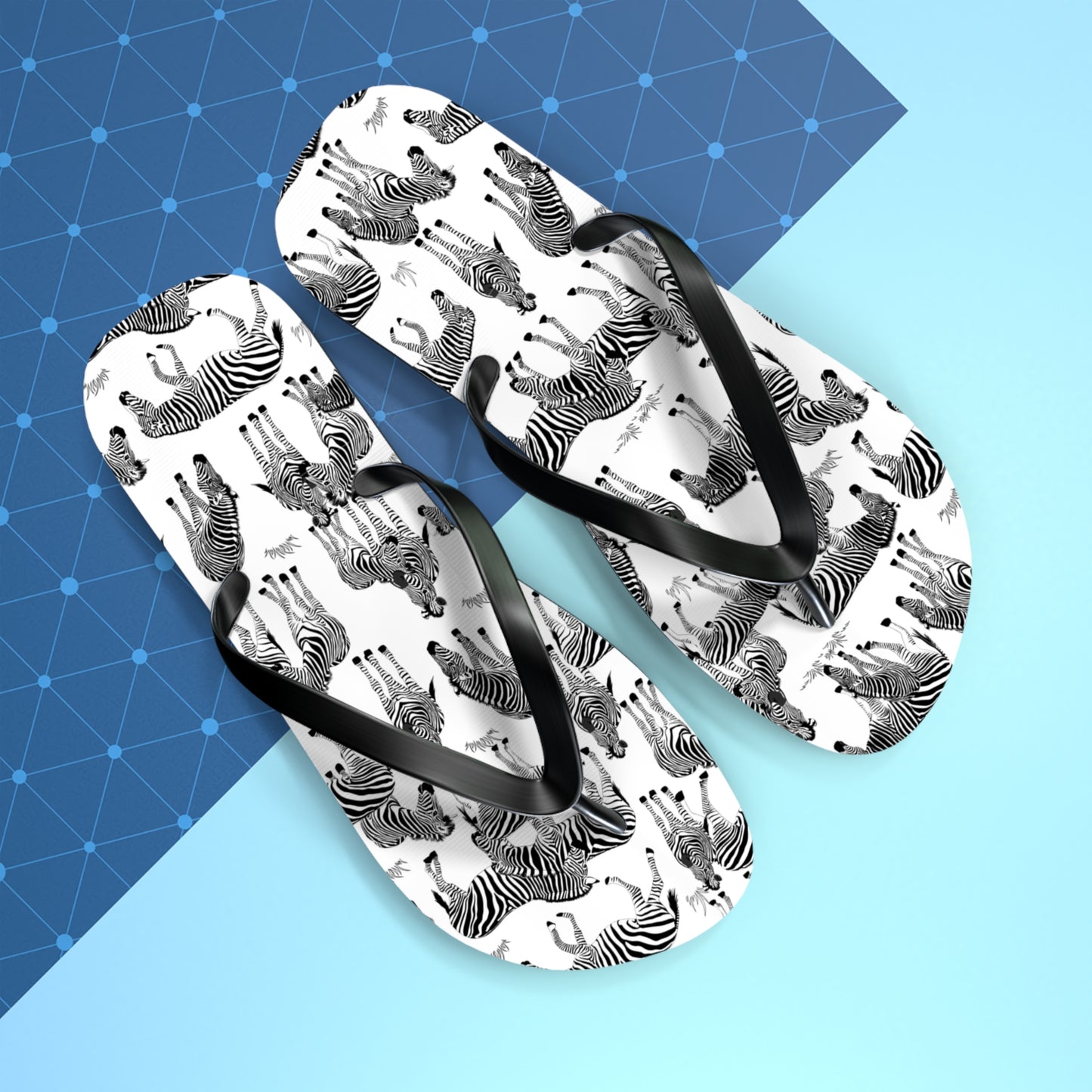 Zebra Print Flip Flops (White), Summer Sandals, Beach Footwear, Vacation Essentials, Gift for Nature Lovers, Cute Outdoor Wear