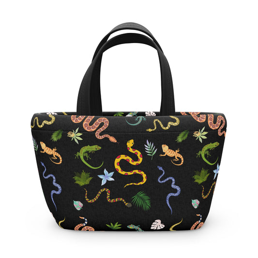 Dancing Reptile Print Lunch Bag | Stylish Tote for Work, School, Picnics, and Travel | Perfect for Eco-Friendly Moms