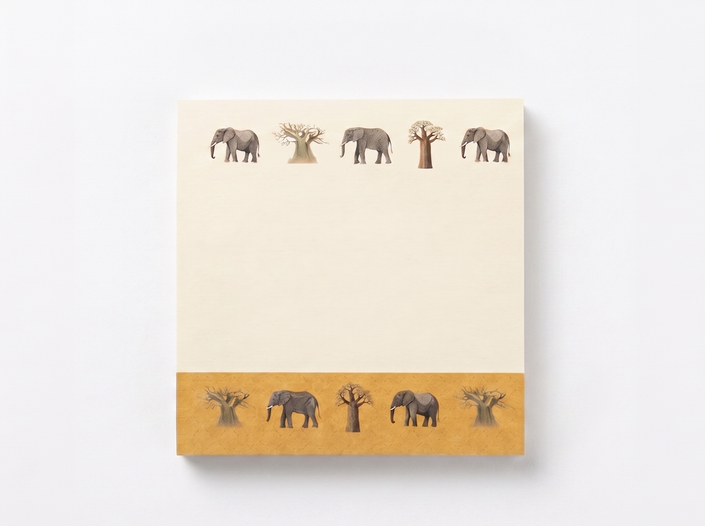 Elephant Safari Sticky Notes - Wildlife Memo Pad