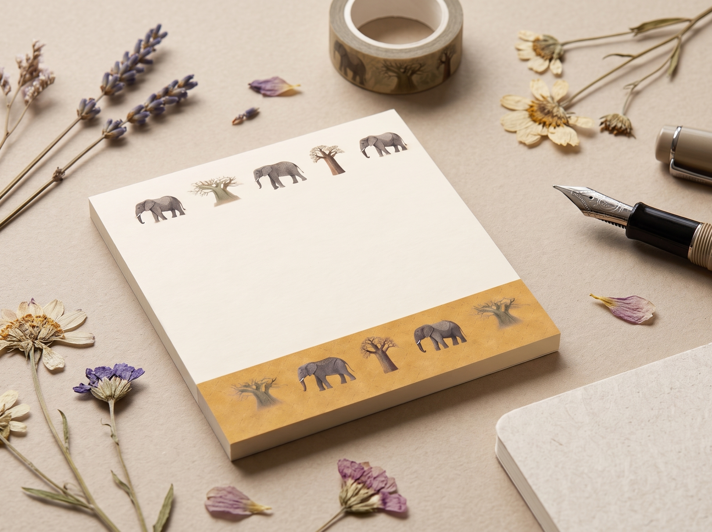 Elephant Safari Sticky Notes - Wildlife Memo Pad