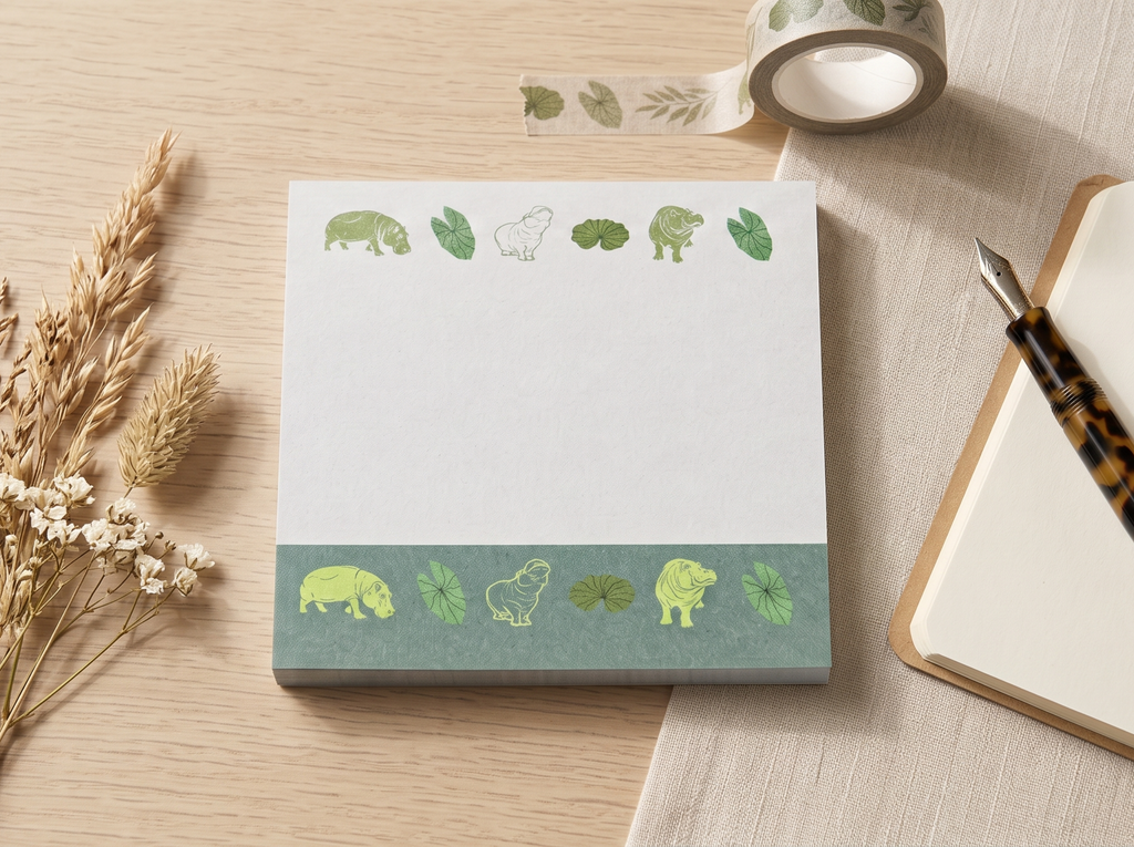 Hippo Safari Sticky Notes - Wildlife Memo Pad