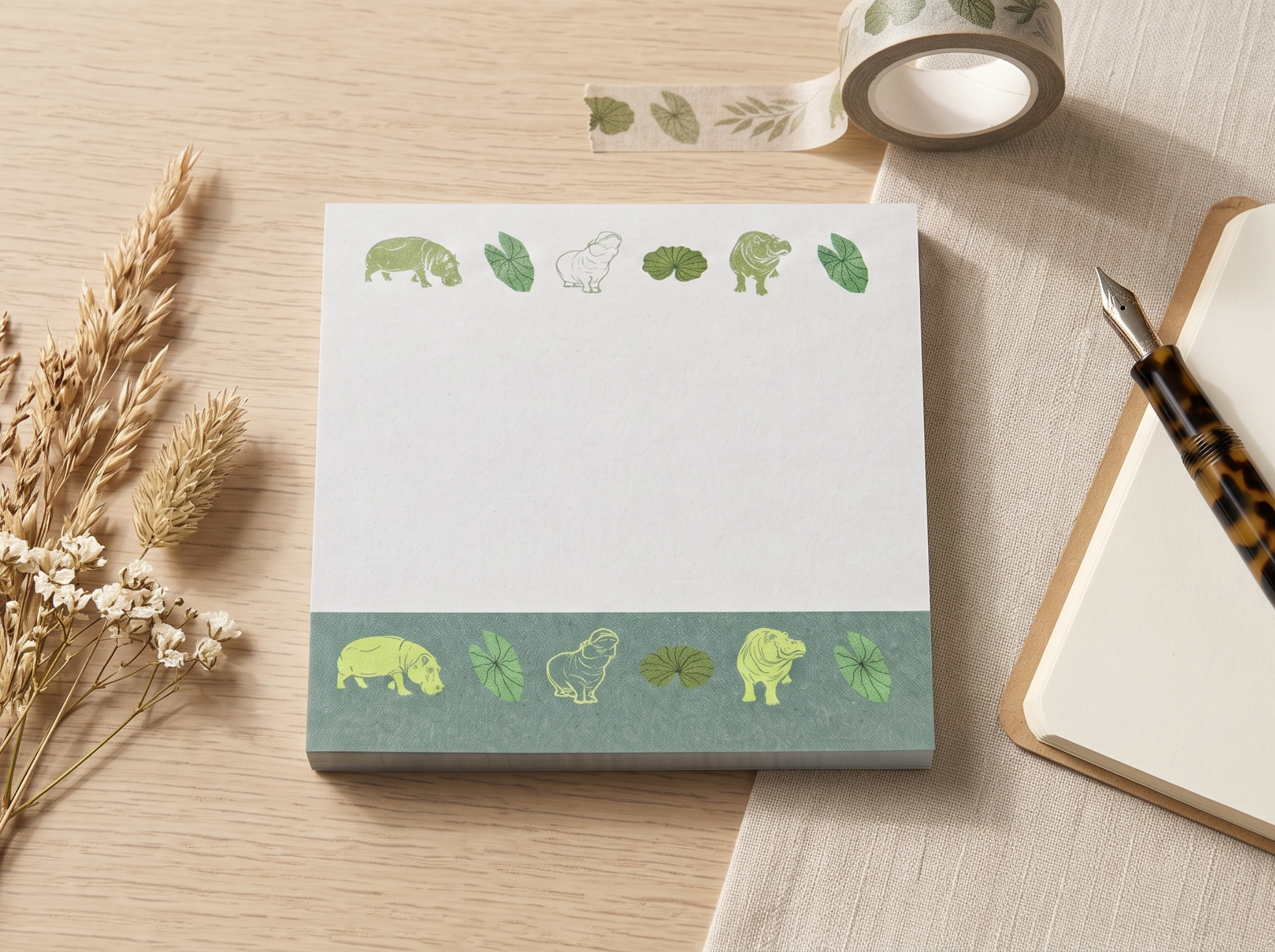 Hippo Safari Sticky Notes - Wildlife Memo Pad