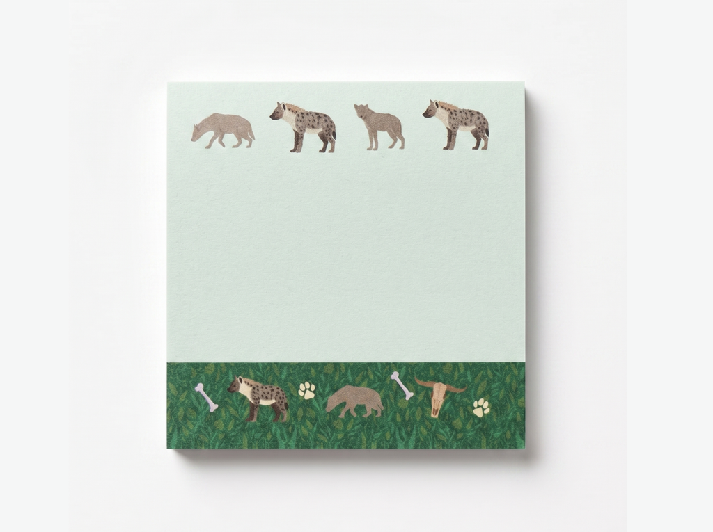 Hyena Safari Sticky Notes - Wildlife Memo Pad