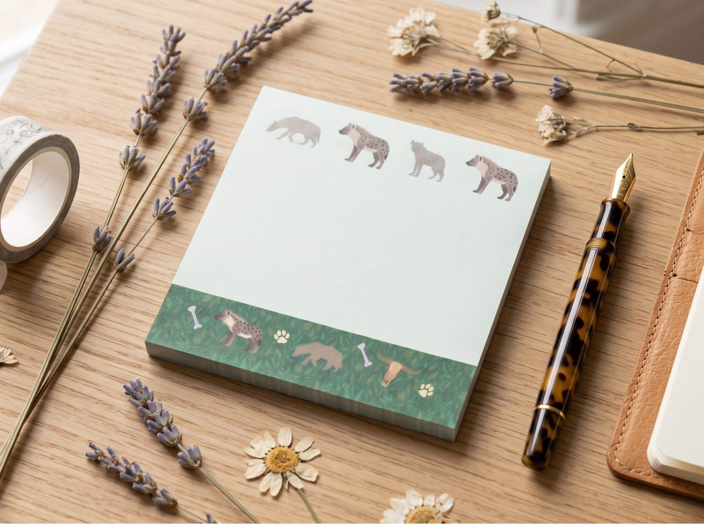 Hyena Safari Sticky Notes - Wildlife Memo Pad