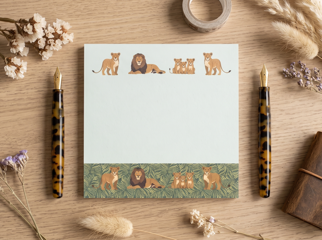 Lion Safari Sticky Notes - Wildlife Memo Pad