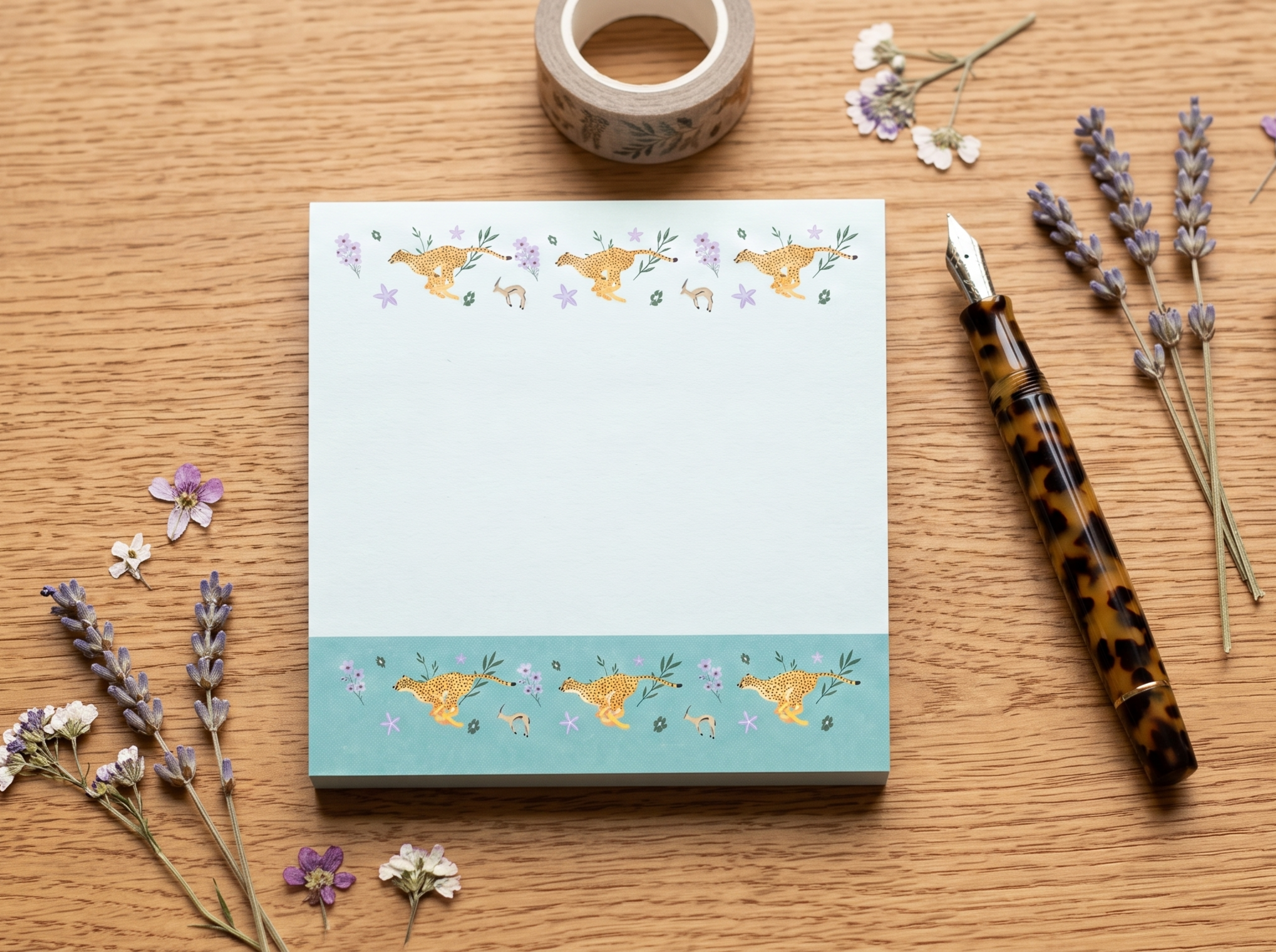 Cheetah Safari Sticky Notes - Wildlife Memo Pad