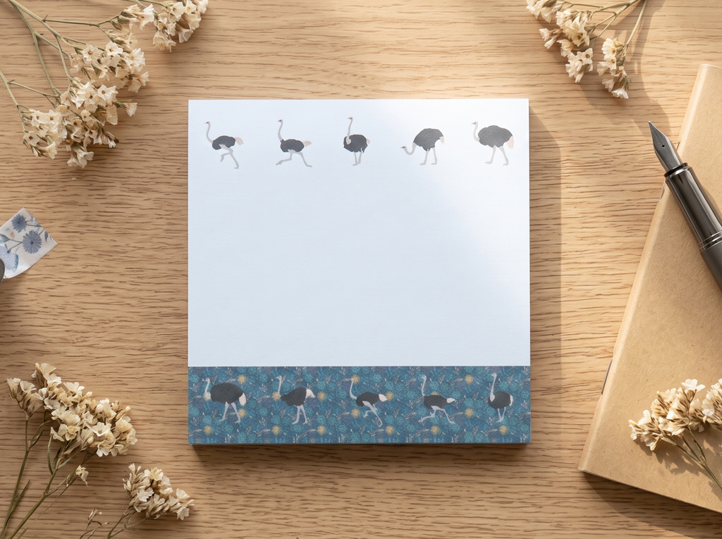 Ostrich Safari Sticky Notes - Wildlife Memo Pad
