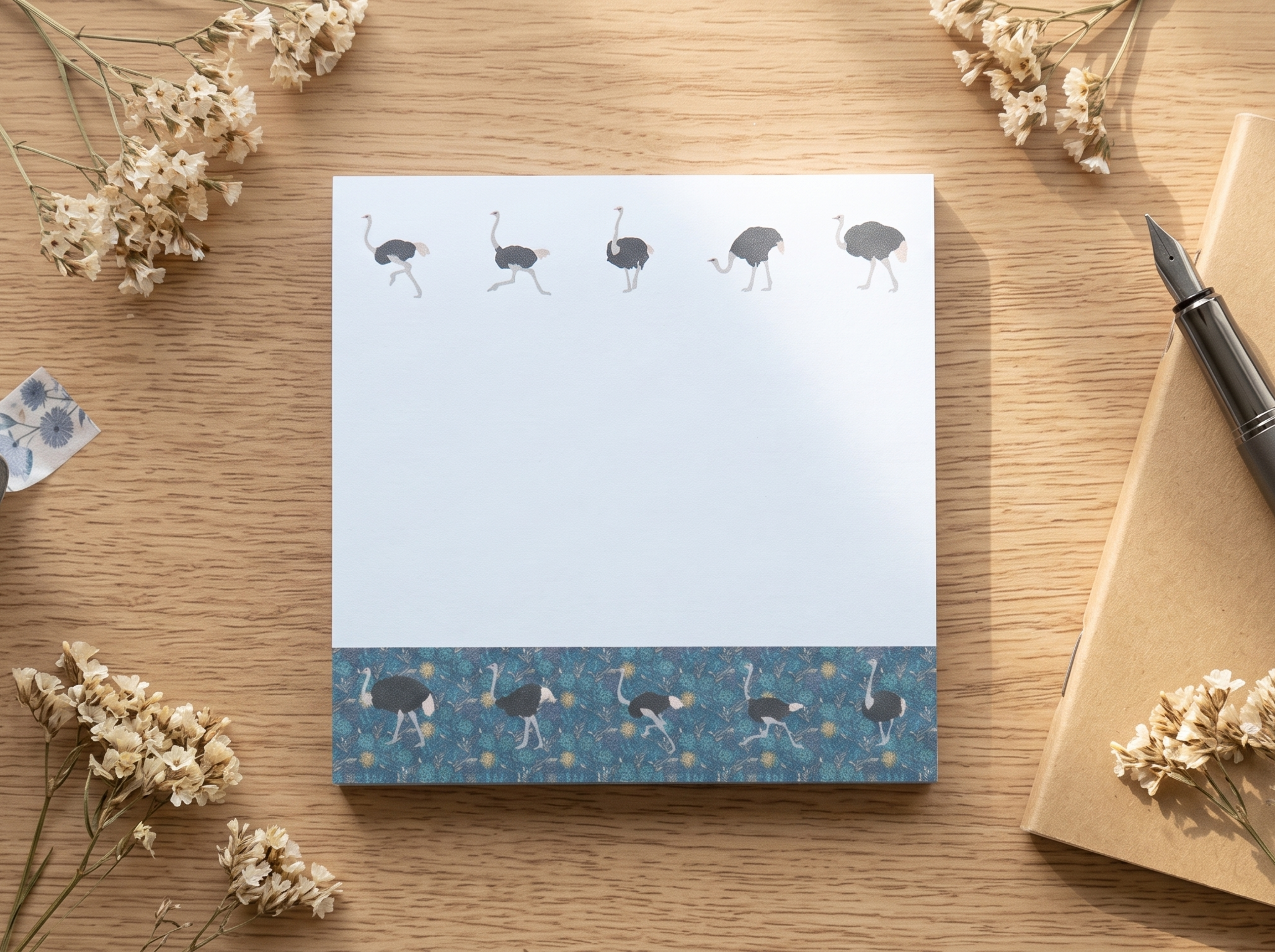 Ostrich Safari Sticky Notes - Wildlife Memo Pad