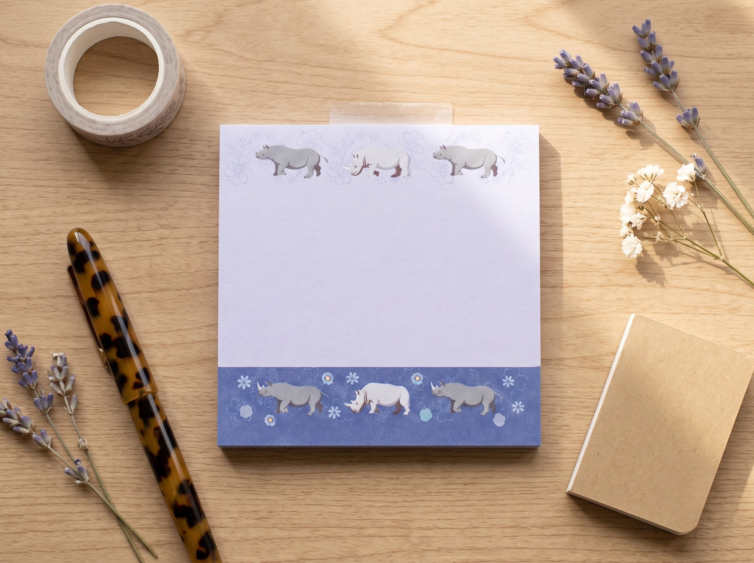 Rhino Safari Sticky Notes - Wildlife Memo Pad